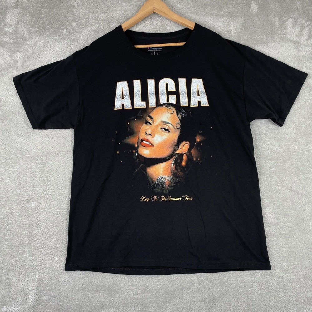 Alicia Keys Shirt‎ Mens Large Black Keys To The Summer Tour Concert Champion